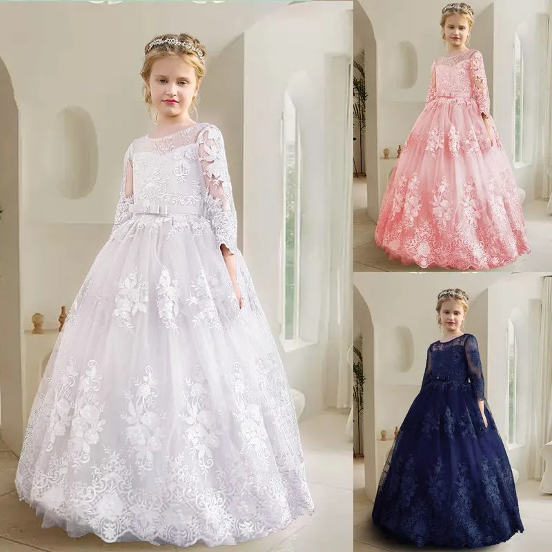 Elegant Flower Girl Dress for Weddings Blue by Baby Minaj Cruz