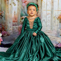 Dark Green Beaded Flower Girls Dresses green United State by Baby Minaj Cruz
