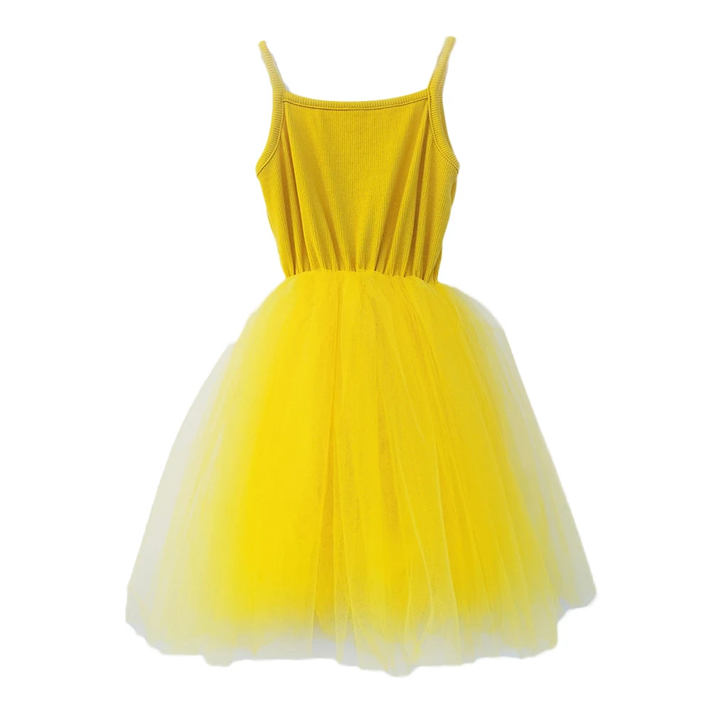 Baby Girl Tutu Dress Party Sleeveless Sundress For Princess Yellow by Baby Minaj Cruz