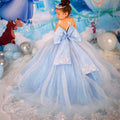 Light Blue Flower Girl Dress Toddler Long Sleeve by Baby Minaj Cruz