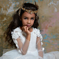 Knee Length Sequin Tulle Flower Girl Dresses White by Baby Minaj Cruz