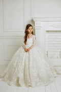 Ivory Lace Long Sleeve Flower Girl Dresses IVORY by Baby Minaj Cruz