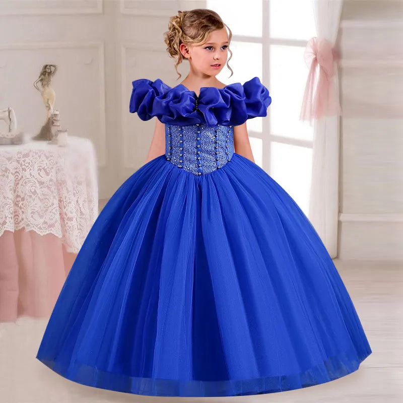 Sequin Princess Dress Off Shoulder Evening Dress blue by Baby Minaj Cruz