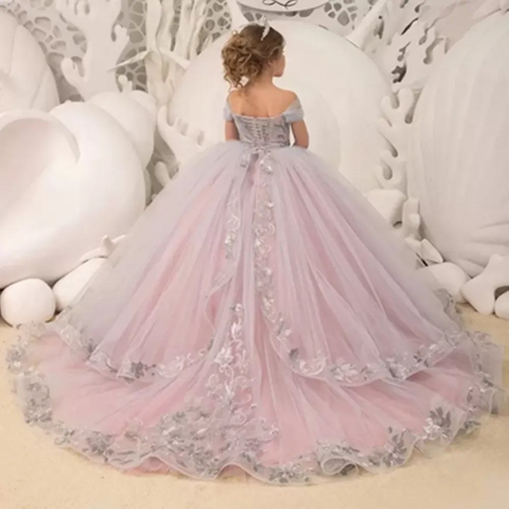 Elegance Off The Shoulder Fluffy Flower Girl Dresses by Baby Minaj Cruz