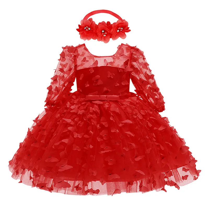 Floral Baby Girl Birthday Dress Mesh Knee Length- For Every Occasion by Baby Minaj Cruz