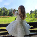 White Sequin Flower Girl Dresses With Fluffy Skirt by Baby Minaj Cruz