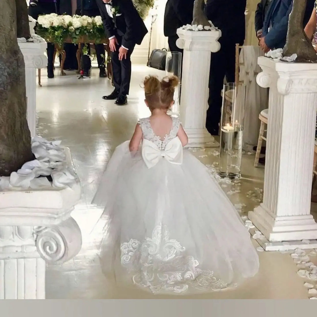 Maxi Formal Prom Sleeveless White Tulle Flower Girl Dress by Baby Minaj Cruz
