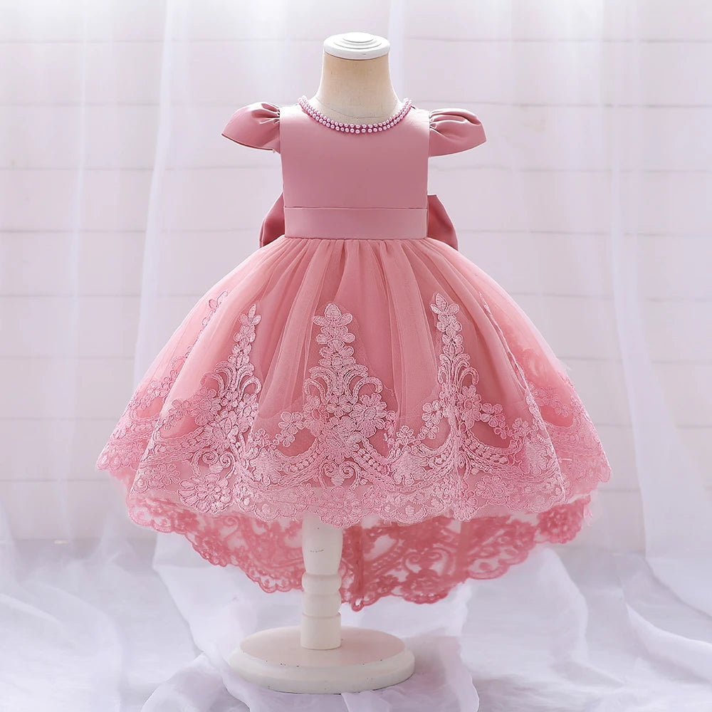 Embroidery Girls Birthday Party Princess Dresses dark pink by Baby Minaj Cruz