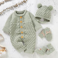 Newborn Knit Baby Romper Boot Mitten Solid Long Sleeve 4PC light green 1 by Baby Minaj Cruz