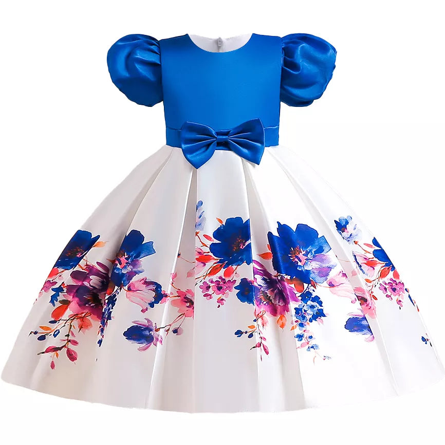Floral Summer Princess Dress Up Birthday Party Dresses blue by Baby Minaj Cruz