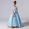 Satin Champagne Flower Girl Dresses Blue by Baby Minaj Cruz