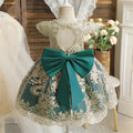 Beaded Embroidery Costumes Baptism Dress For Toddler Girl green by Baby Minaj Cruz