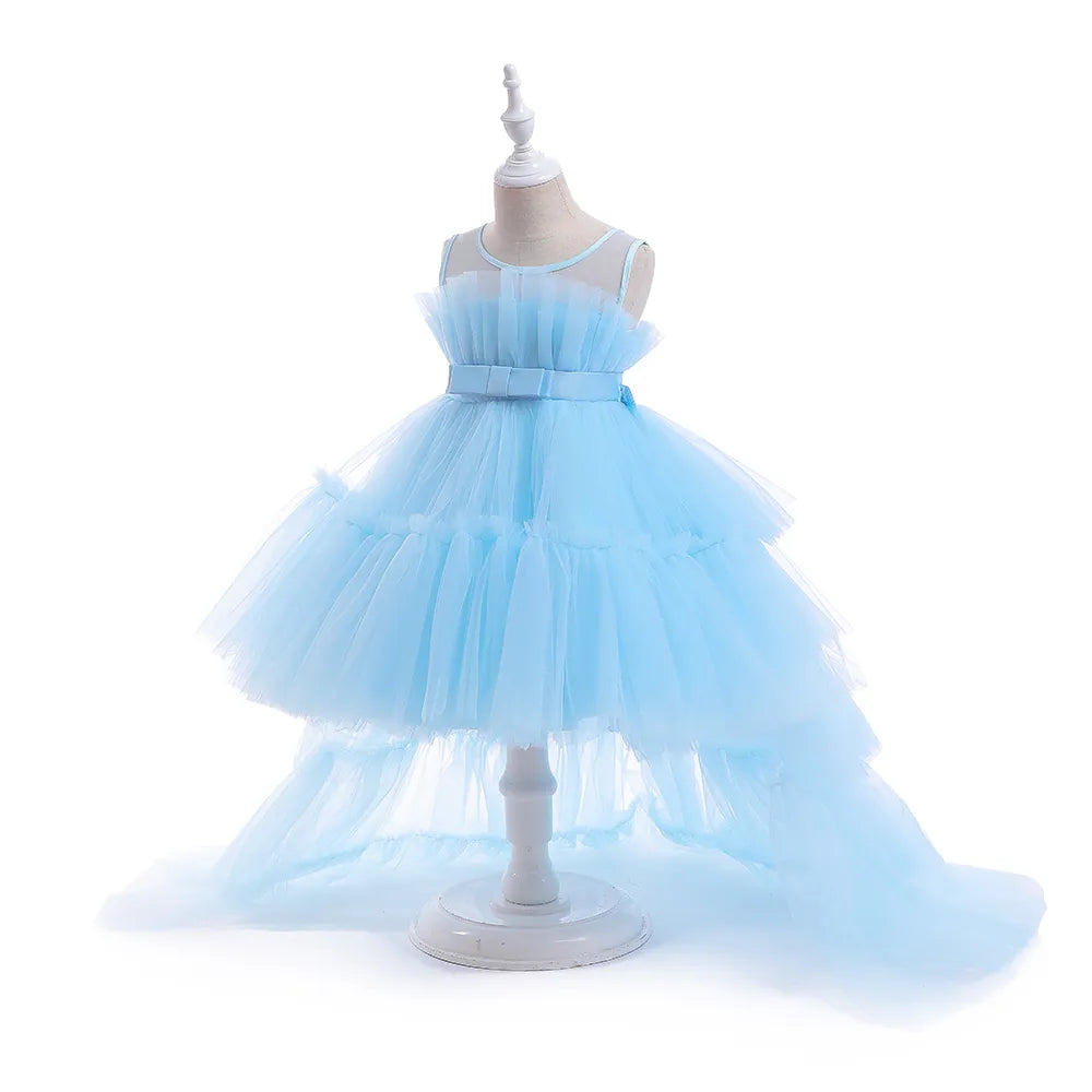 Baby Girls Trailing Princess Flower Girl Dress blue by Baby Minaj Cruz