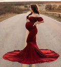 Maternity Maxi Dress With Sleeves wine red by Baby Minaj Cruz