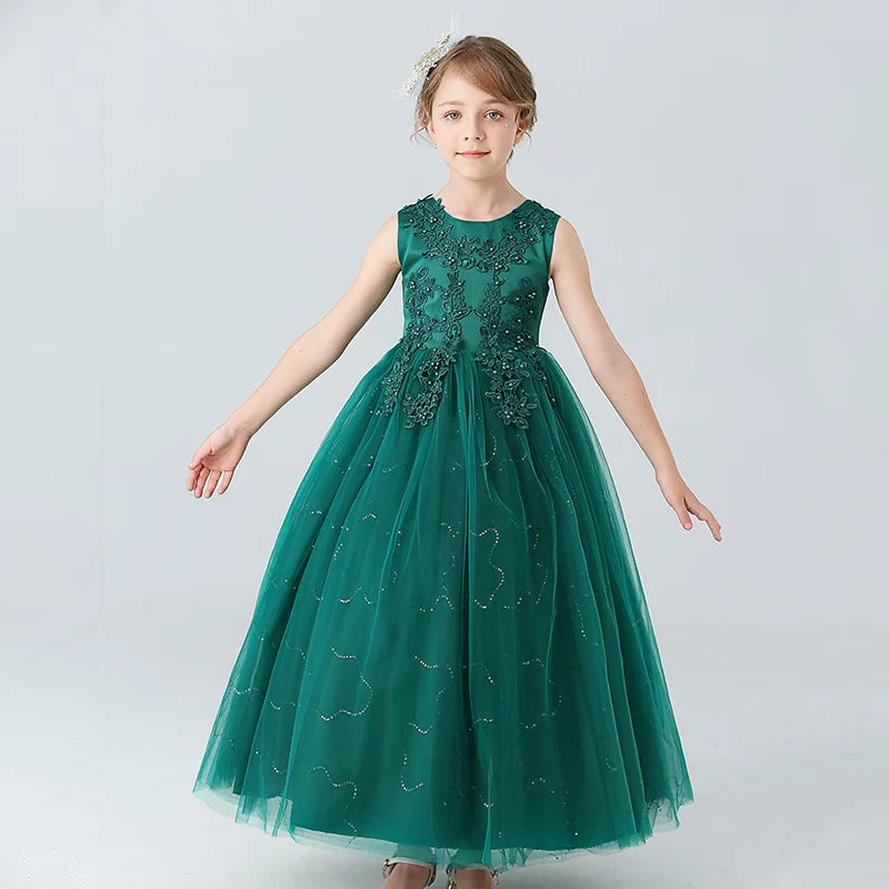 Ankle Length first birthday princess dress Green by Baby Minaj Cruz