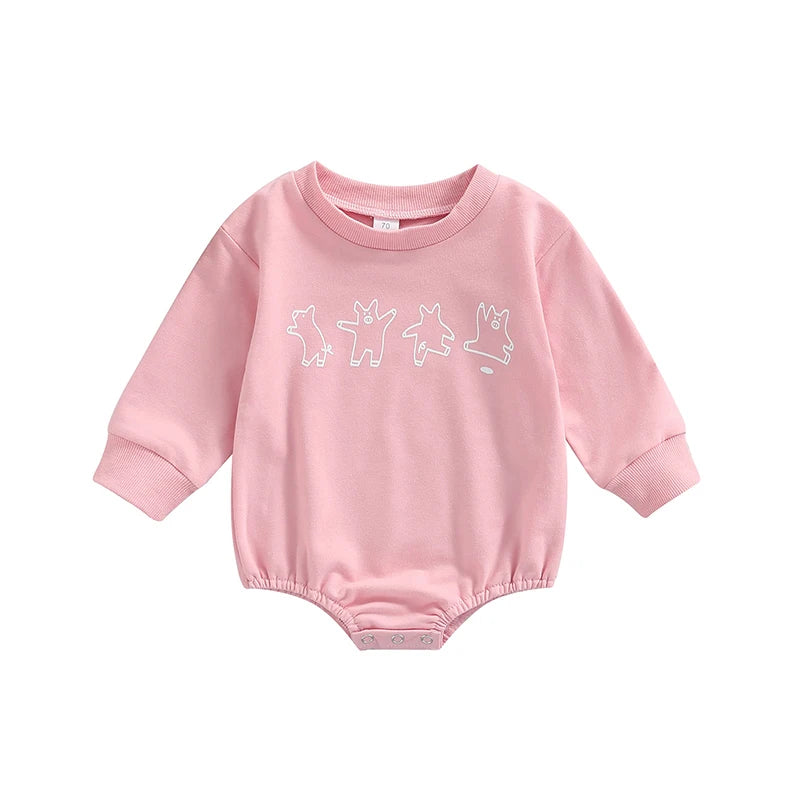 Newborn Infant Sweatshirt Romper Floral Print Long Sleeve pink by Baby Minaj Cruz