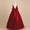V-Neck Ball Gown Flower Girl Dress With Tulle red by Baby Minaj Cruz