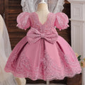 Beaded Embroidery Costumes Baptism Dress For Toddler Girl dark pink by Baby Minaj Cruz