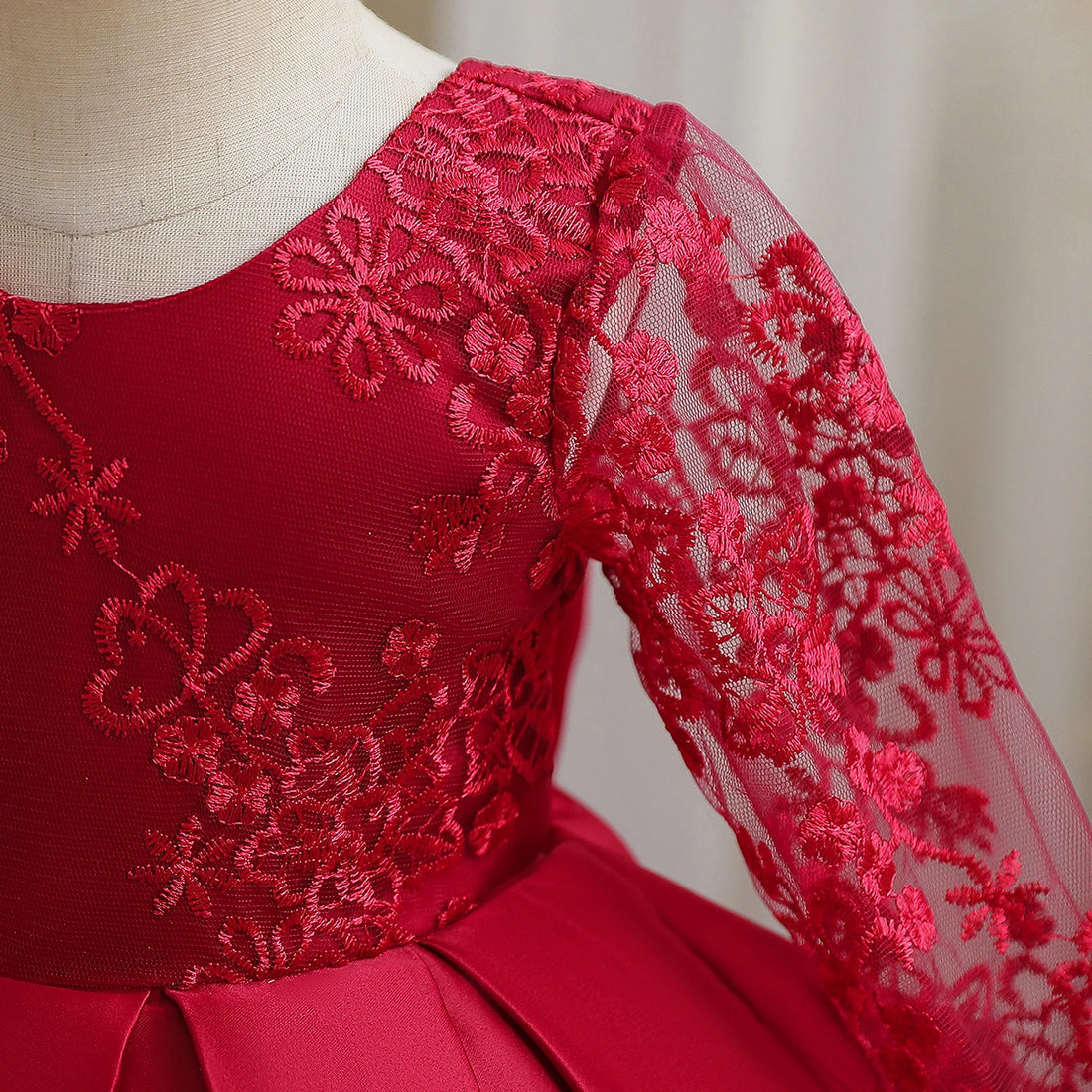Red Embroidery Floral Birthday Princess Costume Dress by Baby Minaj Cruz