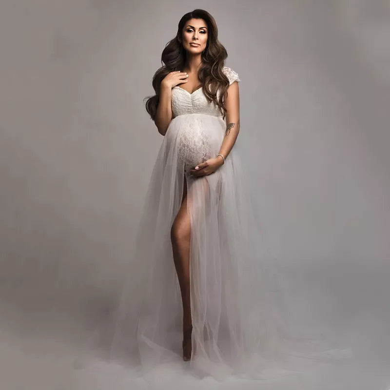 Tulle Dress Maternity Photography Bodysuit beige by Baby Minaj Cruz