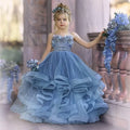 Dusty Blue Flower Girl Dresses For Wedding blue by Baby Minaj Cruz