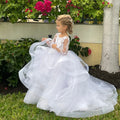 Black Long Sleeves Flower Girl Tulle Dress White united state by Baby Minaj Cruz