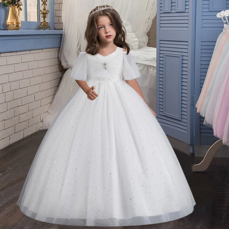 Princess Ankle-Length Flower Girl Dress Lace Tulle Sleeveless by Baby Minaj Cruz