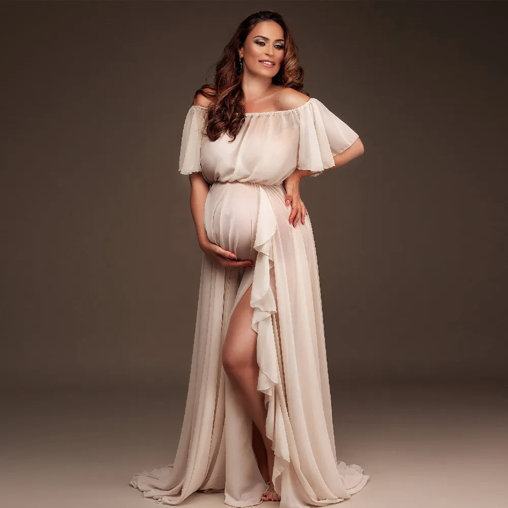 Maternity Photography Bohemian Dress Beige One Size by Baby Minaj Cruz