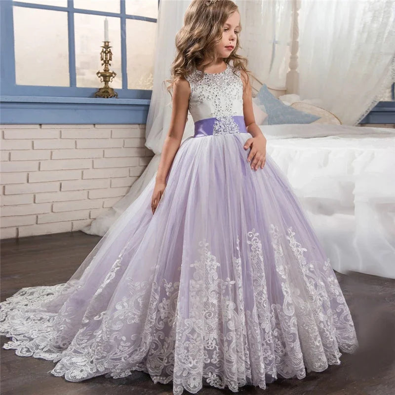 Party Prom Gown Wedding Evening Baby Flower Girl Dresses Purple by Baby Minaj Cruz