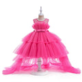 Puff Flower Girls Dress Knee Length Tulle Skirt 1year-8years dark pink by Baby Minaj Cruz
