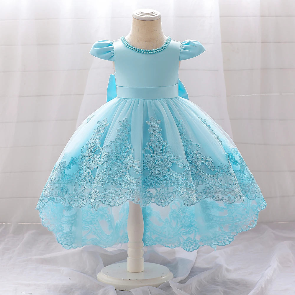 Embroidery Girls Birthday Party Princess Dresses light blue by Baby Minaj Cruz