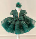 Puffy Organza Flower girls sequin dress 3M- 8Years Green by Baby Minaj Cruz