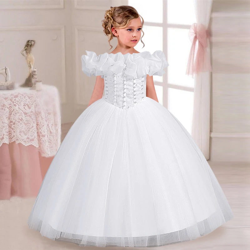 Sequin Princess Dress Off Shoulder Evening Dress white by Baby Minaj Cruz