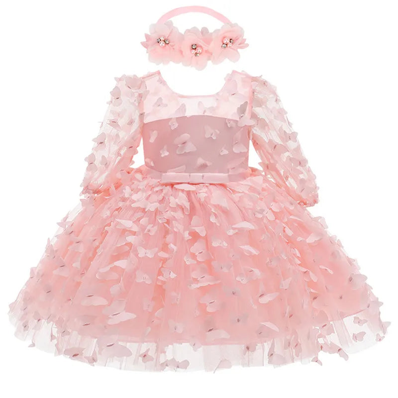 Floral Baby Girl Birthday Dress Mesh Knee Length- For Every Occasion by Baby Minaj Cruz