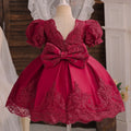 Beaded Embroidery Costumes Baptism Dress For Toddler Girl red by Baby Minaj Cruz