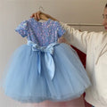 Sequined Fluffy Flower Girls Bridesmaid Dresses Blue by Baby Minaj Cruz