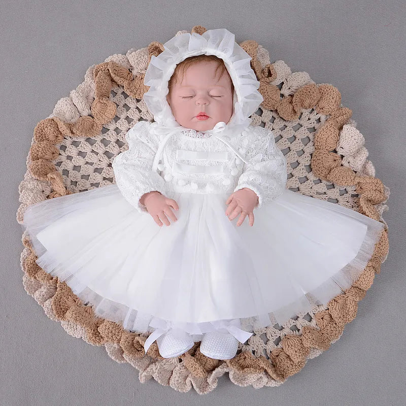 Ivory Toddler Baptism Dress 0-24M For Baby Girl White by Baby Minaj Cruz