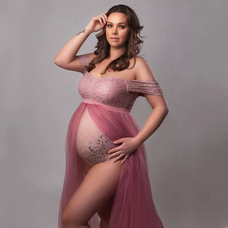 Tulle Dress Maternity Photography Bodysuit beige by Baby Minaj Cruz