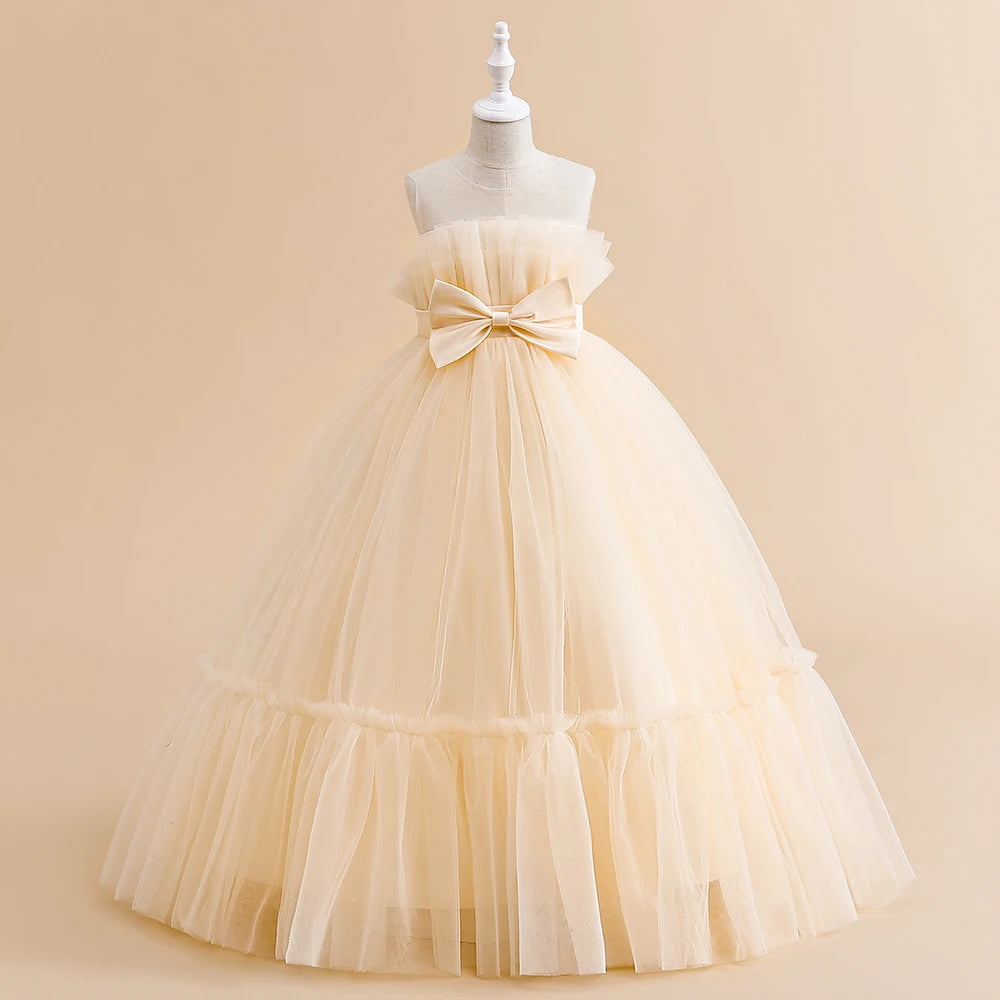 Summer Toddler Tulle Sleeveless Bridesmaid Dresses champagne by Baby Minaj Cruz