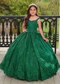 Dark Green Flower Girl Dresses With Ball Gown by Baby Minaj Cruz