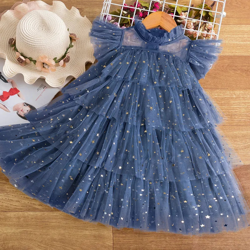 Spring Long Sleeve Flower Girl dresses For Children Blue by Baby Minaj Cruz