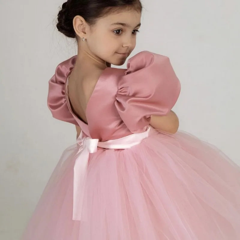 Ruffled Sleeves Toddler Baby Girl Birthday Dress pink by Baby Minaj Cruz