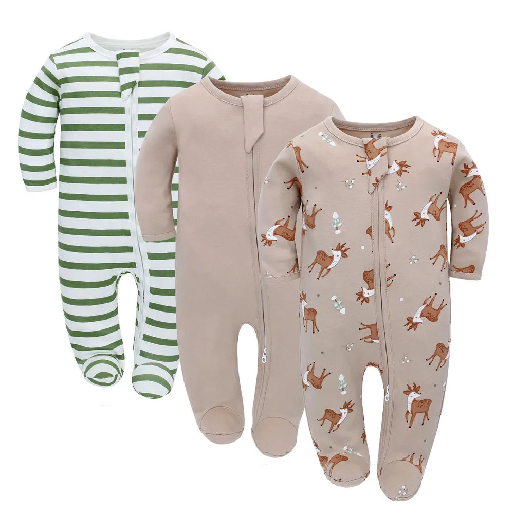 Unisex Long Sleeve Pajama Romper For Toddlers Apricot by Baby Minaj Cruz