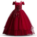 Applique Teen Flower Girl Dress Short Sleeves red by Baby Minaj Cruz