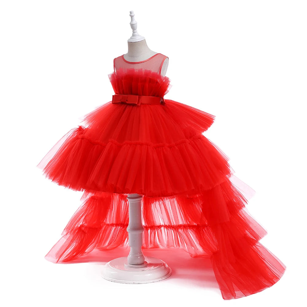 Baby Girls Trailing Princess Flower Girl Dress red by Baby Minaj Cruz