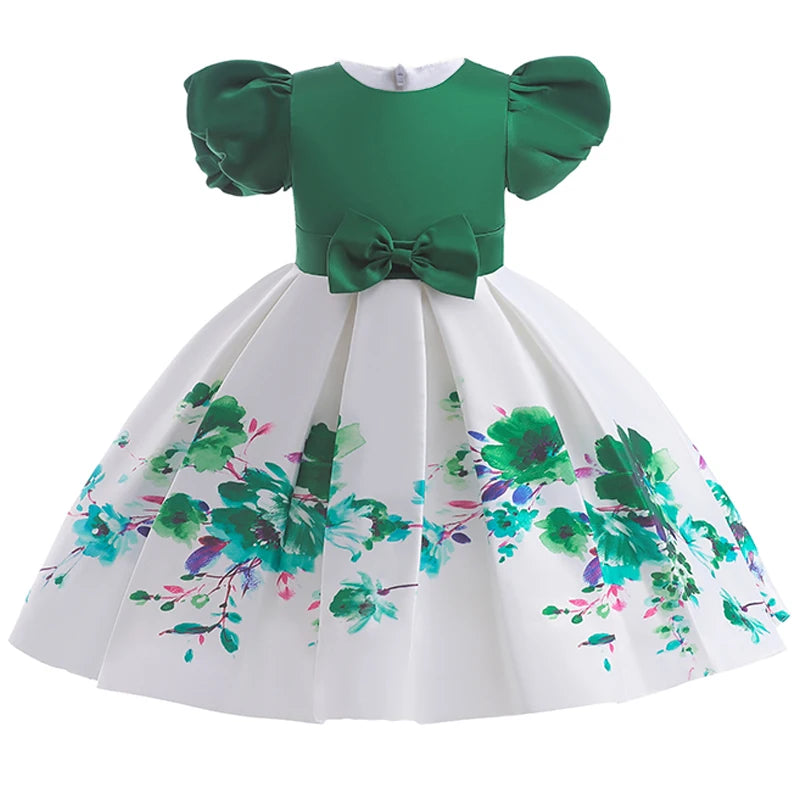 Floral Summer Princess Dress Up Birthday Party Dresses dark green by Baby Minaj Cruz