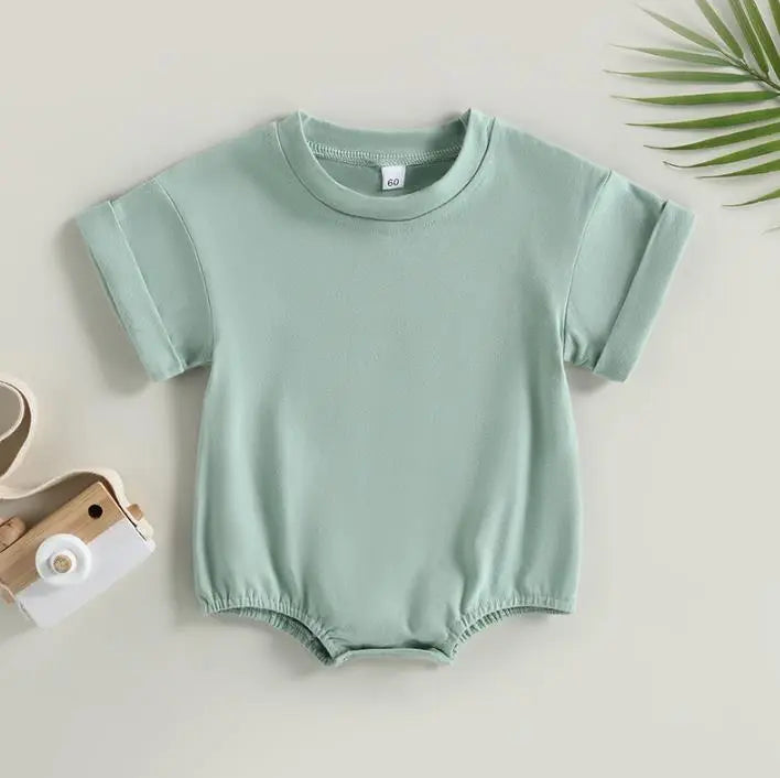 Unisex Infant Bubble Romper Short Sleeve Oversized T-Shirt green by Baby Minaj Cruz