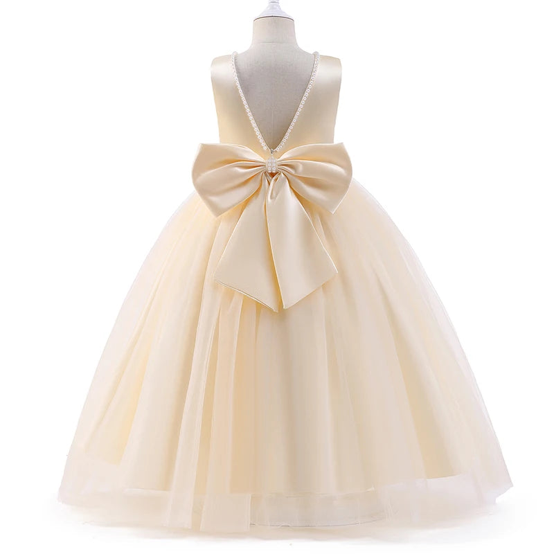V-Neck Ball Gown Flower Girl Dress With Tulle yellow by Baby Minaj Cruz