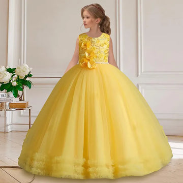 Princess Ankle-Length Flower Girl Dress Lace Tulle Sleeveless by Baby Minaj Cruz