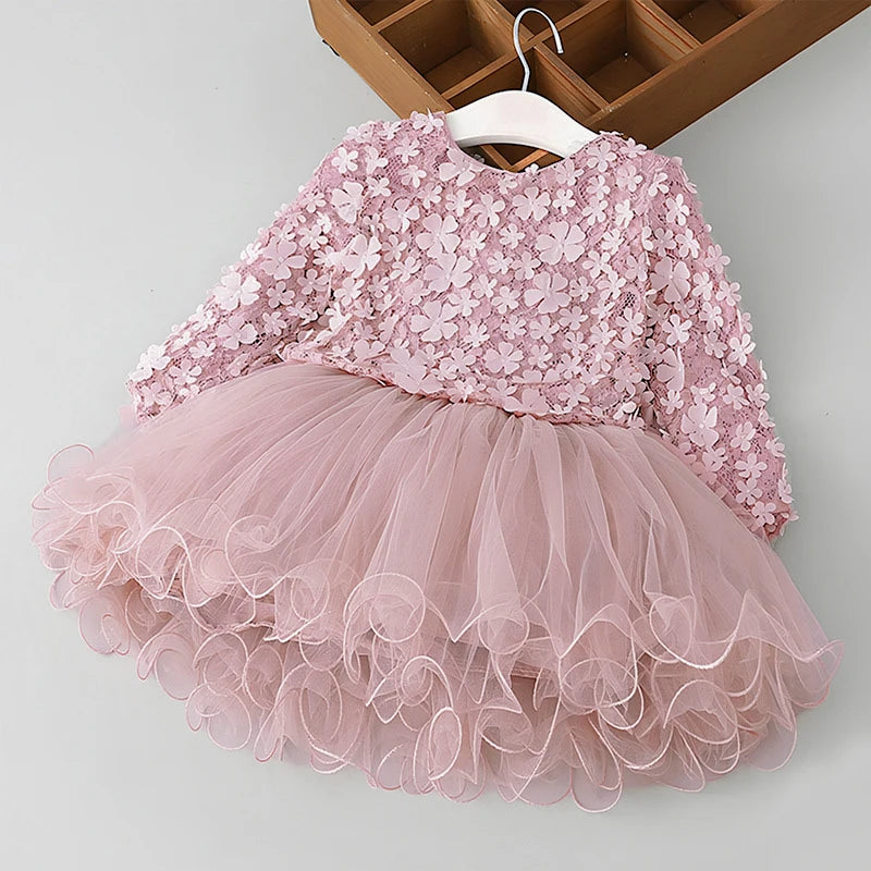 Long Sleeve Mesh Dresses For Toddlers by Baby Minaj Cruz